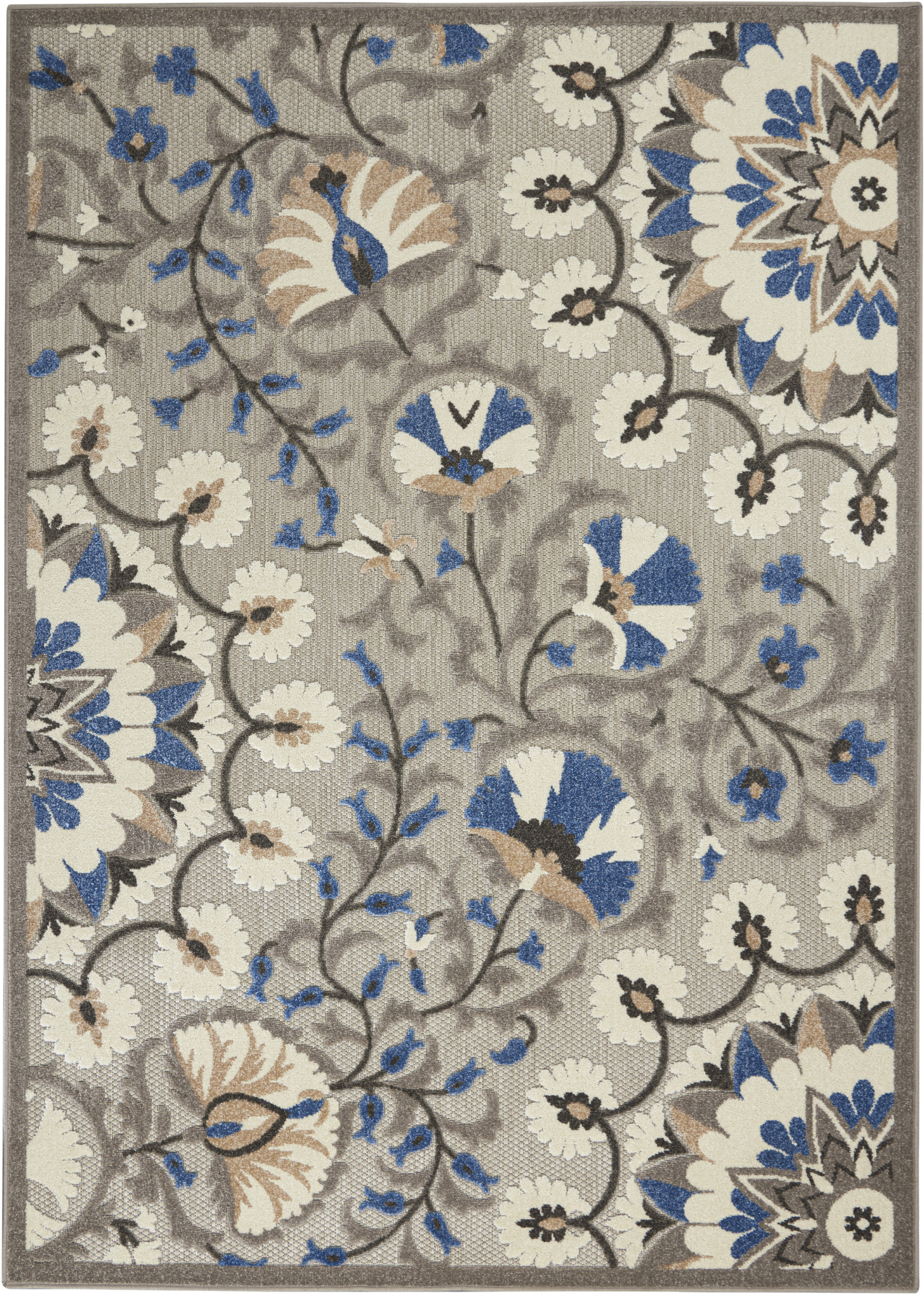 Nourison Aloha 5'3" x 7'5" Grey Multicolor Transitional Rug
