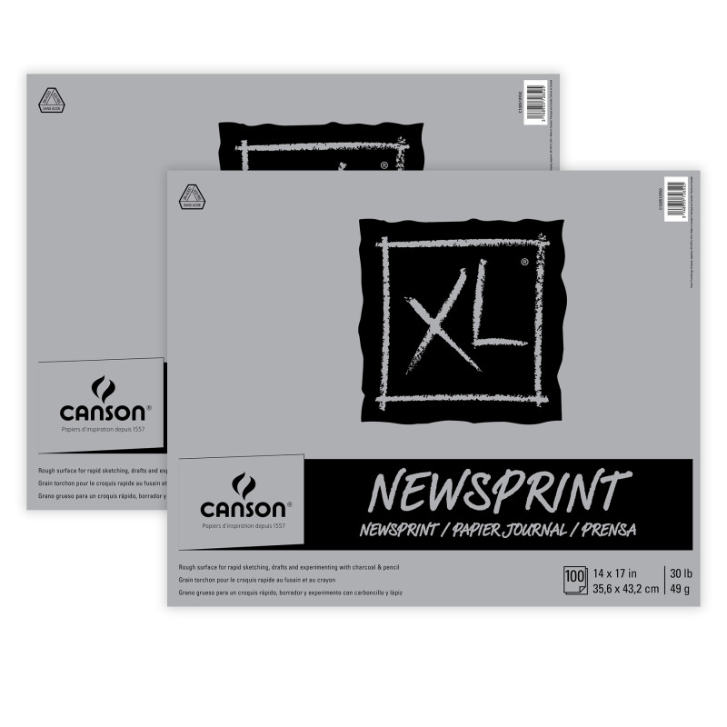 XL Series Newsprint Pad, Tape Binding, 100 Sheet, 14x17 inch, Pack of 2