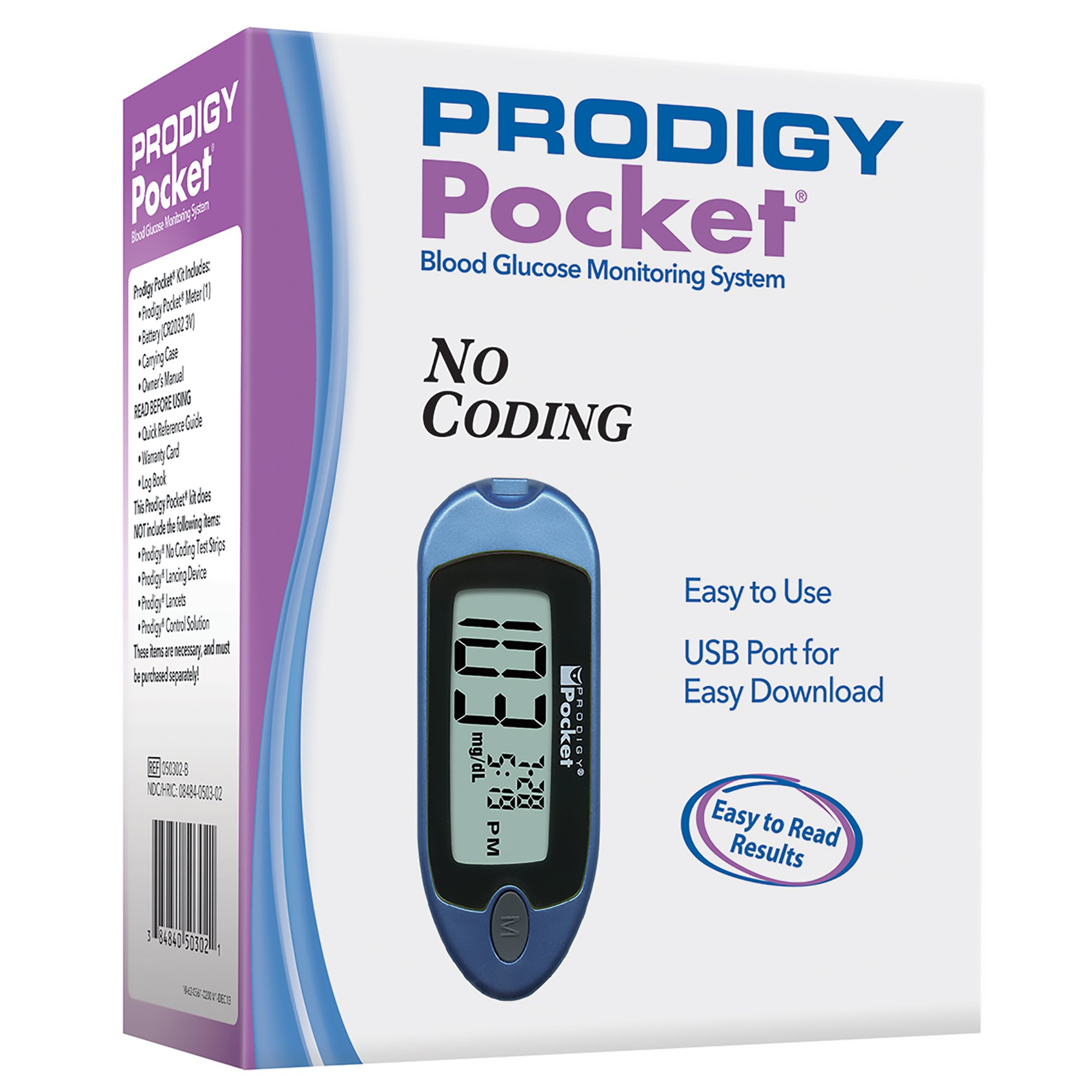 Blood Glucose Meter Prodigy Diabetes Care No Coding Required MK 1082215