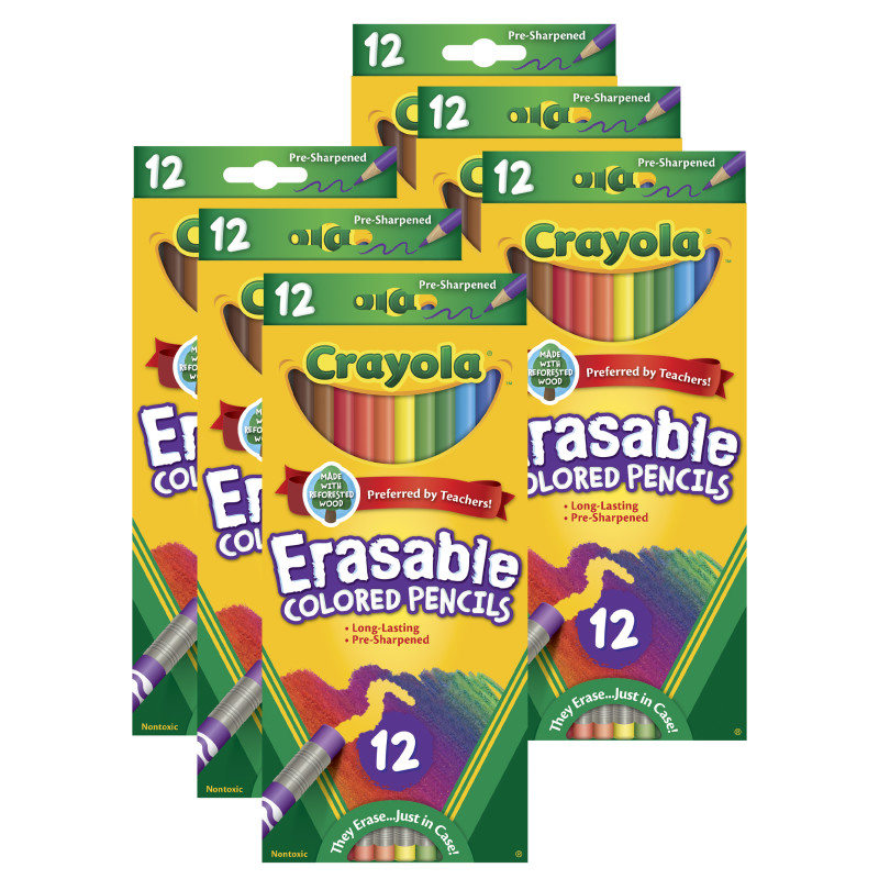 Erasable Colored Pencils, 12 Per Box, 6 Boxes