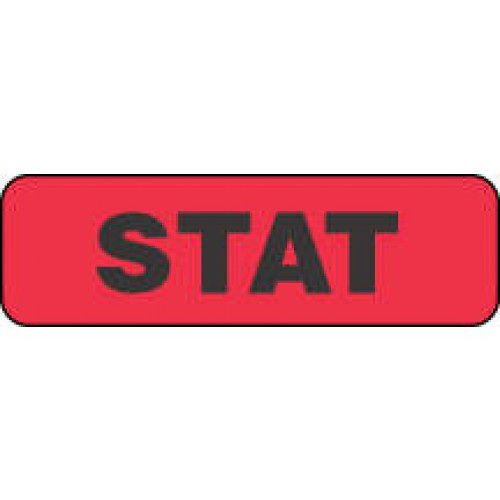 PDC Healthcare LABEL, "STAT" 1-1/4X3/8 RED 1000/RL