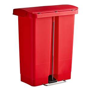 Rubbermaid Commercial, Streamline, Step-On, 8 gal, Resin, Red, Rectangle, Receptacle