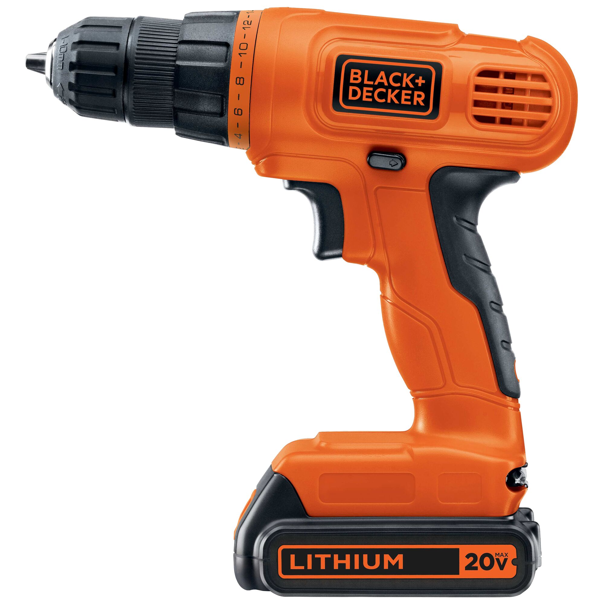 Side profile of 20 volt MAX lithium drill driver.