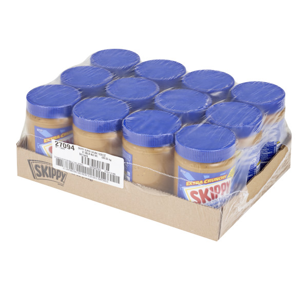 SKIPPY(r) Super Chunk Peanut Butter, 12/28 oz . C1RA - Front Right Closed Case (Hi Res)