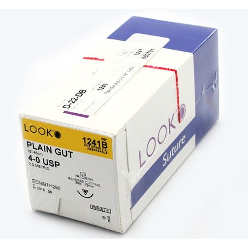Plain Gut Suture, 4-0, C-3, Precision Reverse Cutting, 18" - 12/Box
