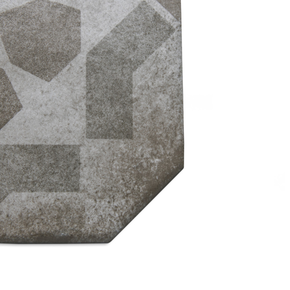 Laverton Octagon Deco Sombra with Taco Gris 7-7/8 in. x 7-7/8 in. Porcelain Floor and Wall Tile