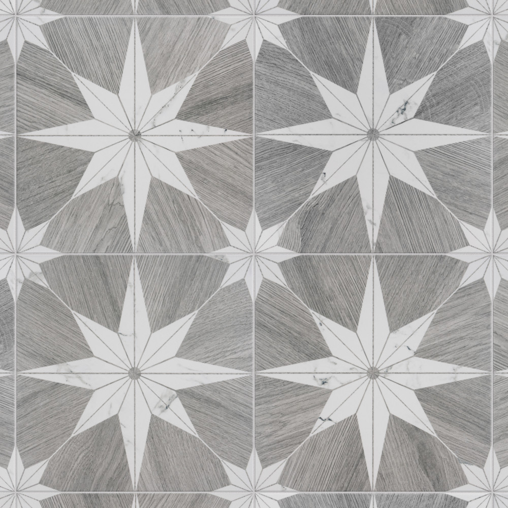 Llama Stella Loire Verso Silver Smoke 9.75x9.75 Square Porcelain Floor and Wall Digital Pattern