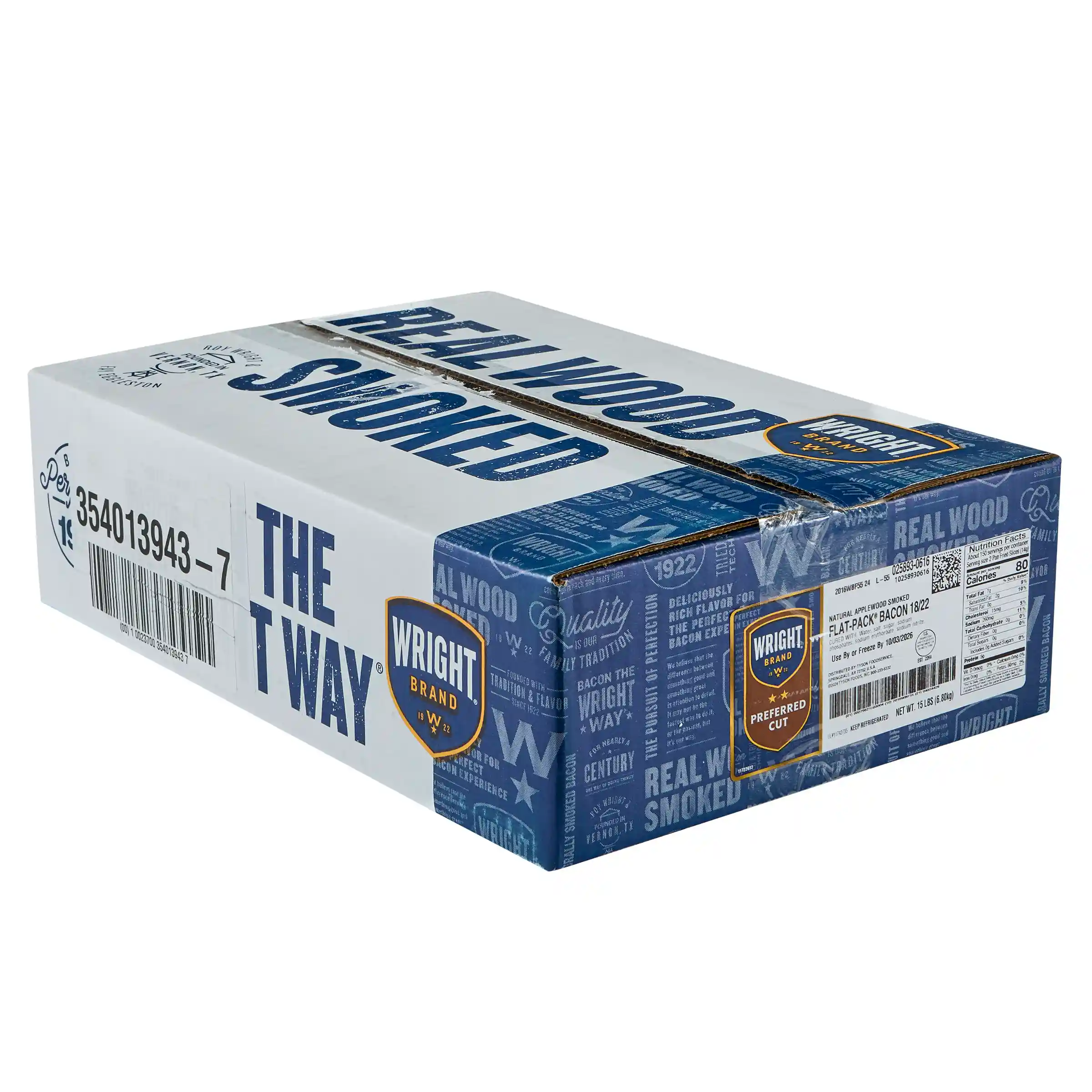 Wright® Brand Naturally Applewood Smoked Thin Sliced Bacon, Flat-Pack® 18-22 _image_5
