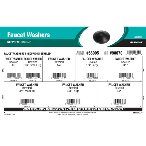 Neoprene Beveled Faucet Washers Assortment