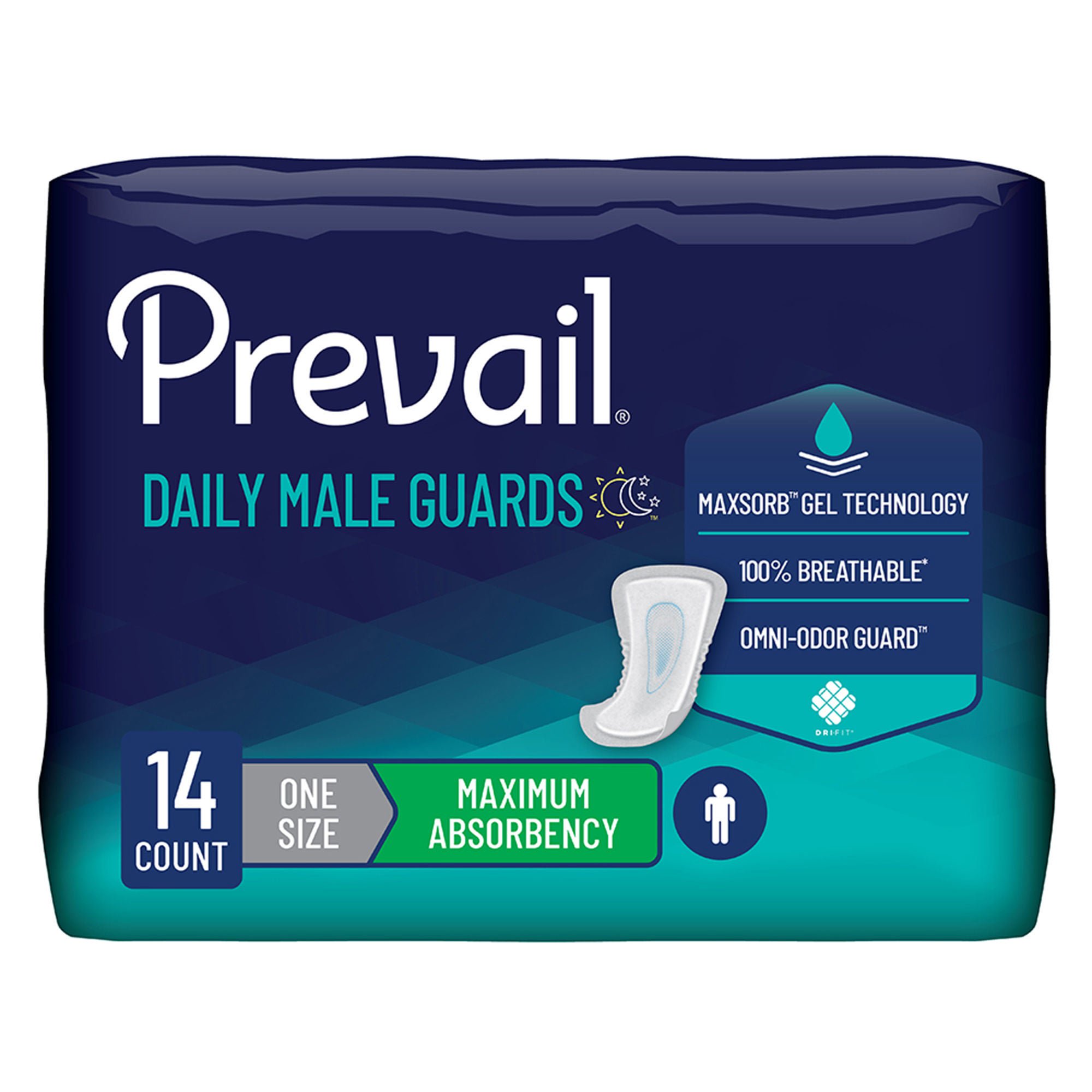 Prevail® Daily Male Guards Maximum Bladder Control Pad, 12.5-Inch Length