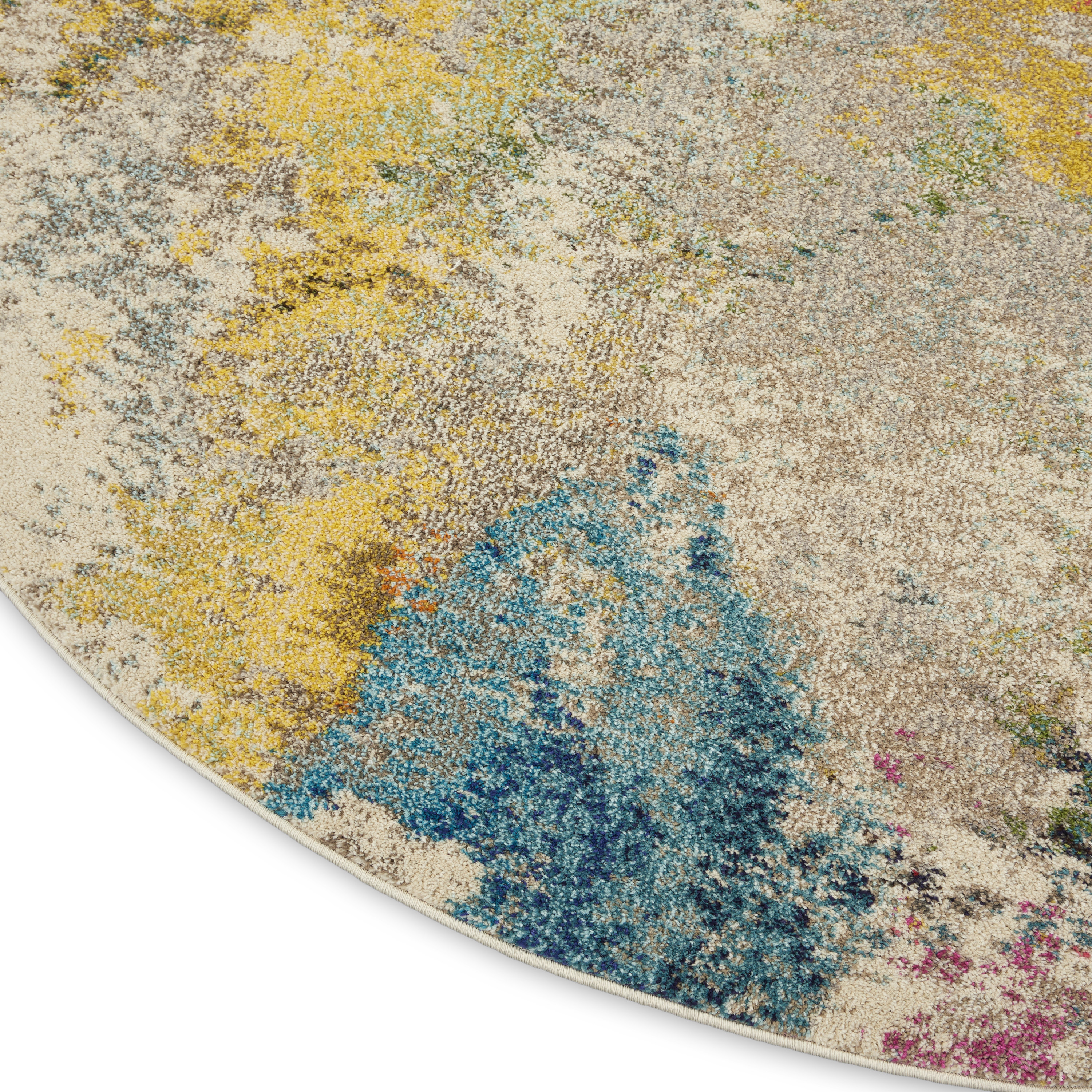 Nourison Celestial 7’10” x Round Ivory Multicolor Modern & Contemporary Indoor Rug