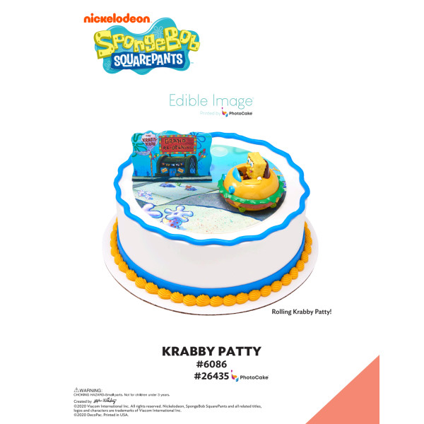 SpongeBob SquarePants Krabby Patty The Magic of Cakes® PhotoCake® Enhanced Round Background Page