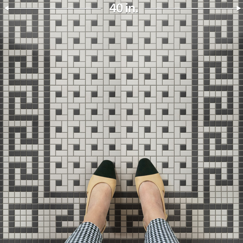 Gotham Spiral Unglazed White with Black Dot 11-3/4 in. x 11-3/4 in. Porcelain Mosaic Tile