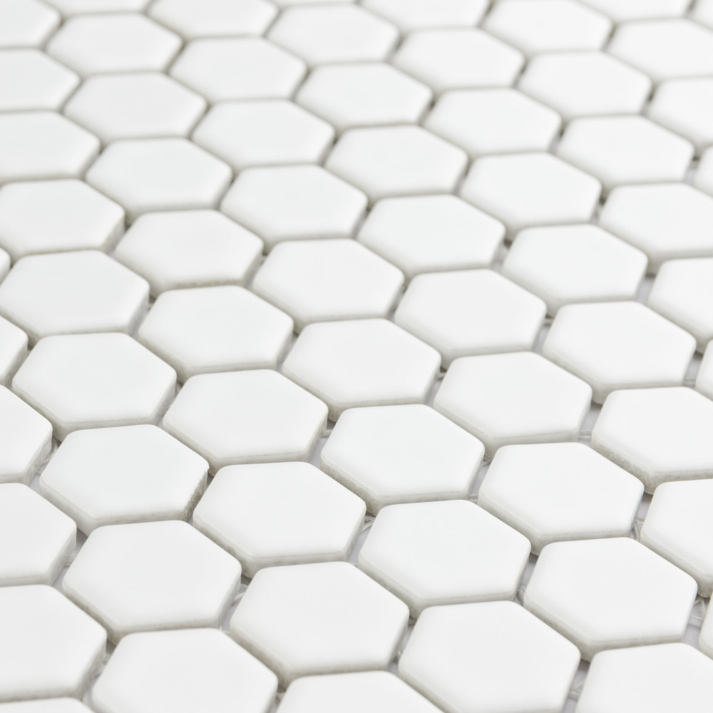 Colmena Hex Matte White 11-1/2 in. x 11-5/8 in. Porcelain Mosaic Tile