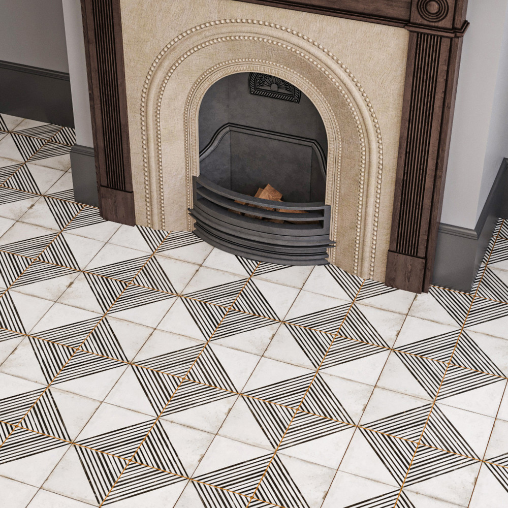 Kings Rombos Nero 17-5/8 in. x 17-5/8 in. Ceramic Floor and Wall Tile