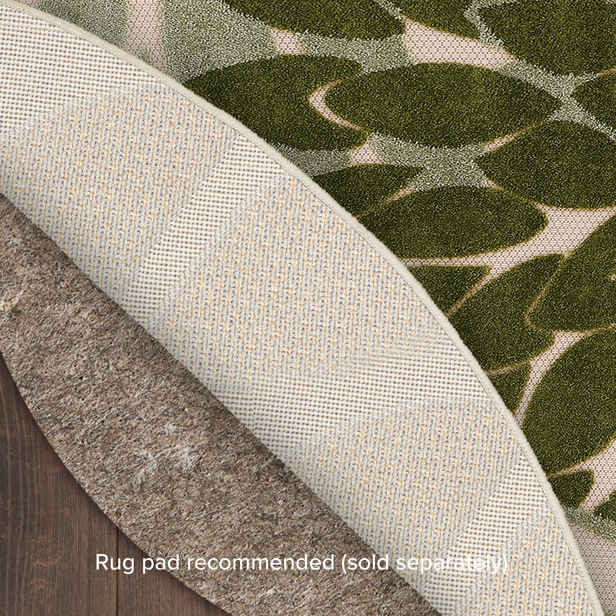 Nourison Aloha 7'10" x Round Ivory Green Tropical Rug