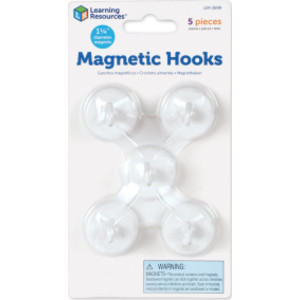 Magnetic Hooks, White, Pack of 5