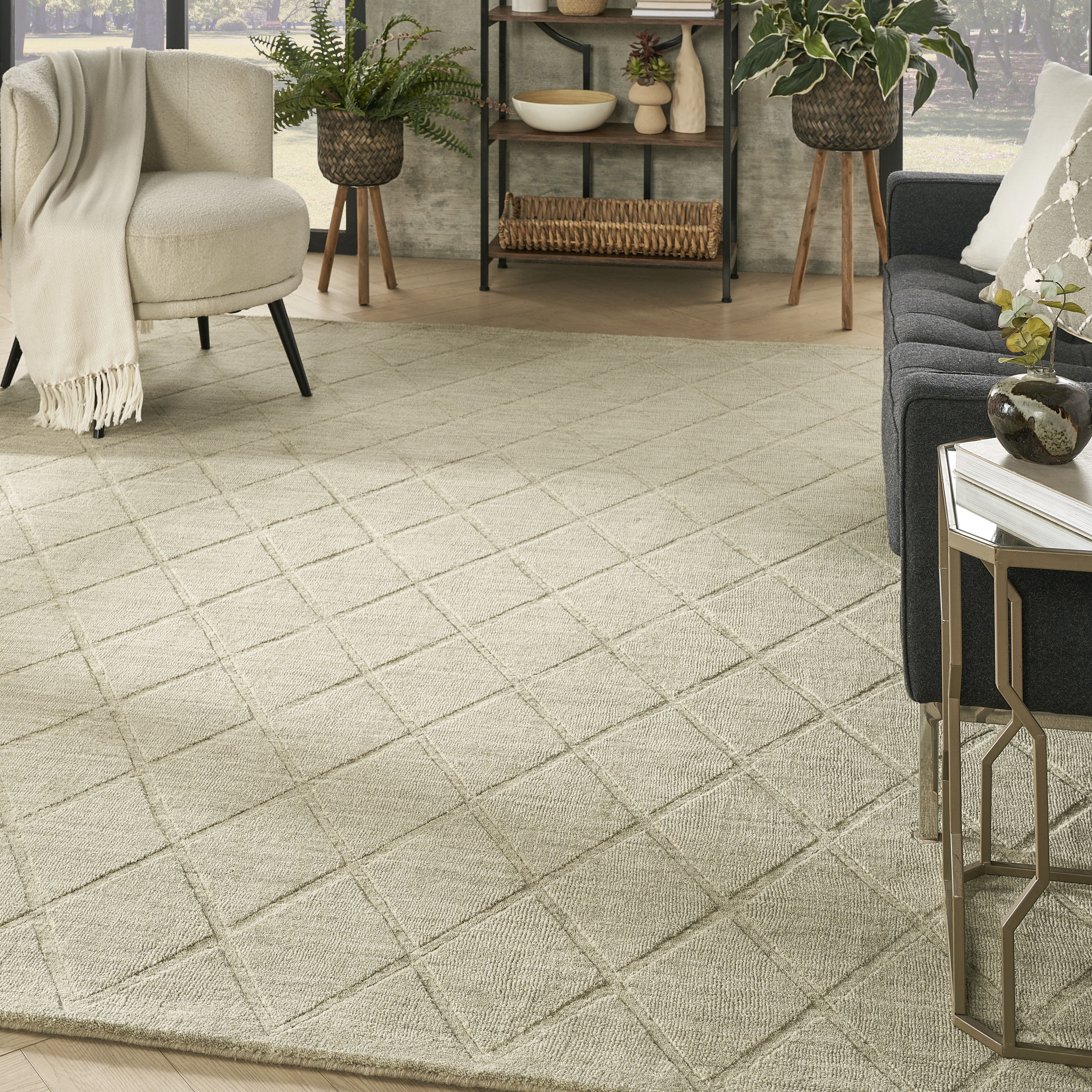 Nourison Wool Haven 7'9" x 9'9" Sage Modern Indoor Rug