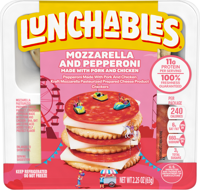 Lunchables Pepperoni & Mozzarella Cheese with Crackers, 2.25 oz Tray