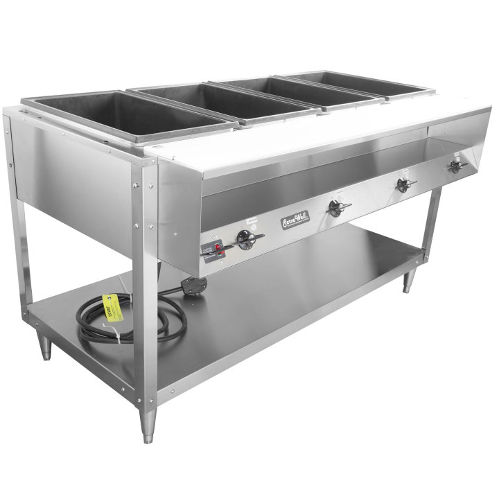 208- to 240-volt 2400- to 3200-watt four-well Servewell® stainless steel hot-food table