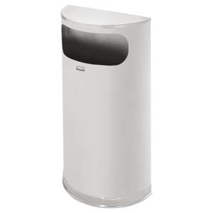 Rubbermaid Commercial, Flat Top, 9 gal, Metal, Stainless Steel, Half Round, Receptacle