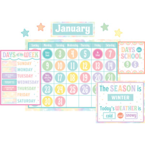 Juego de tablones de anuncios con calendario Pop en colores pastel