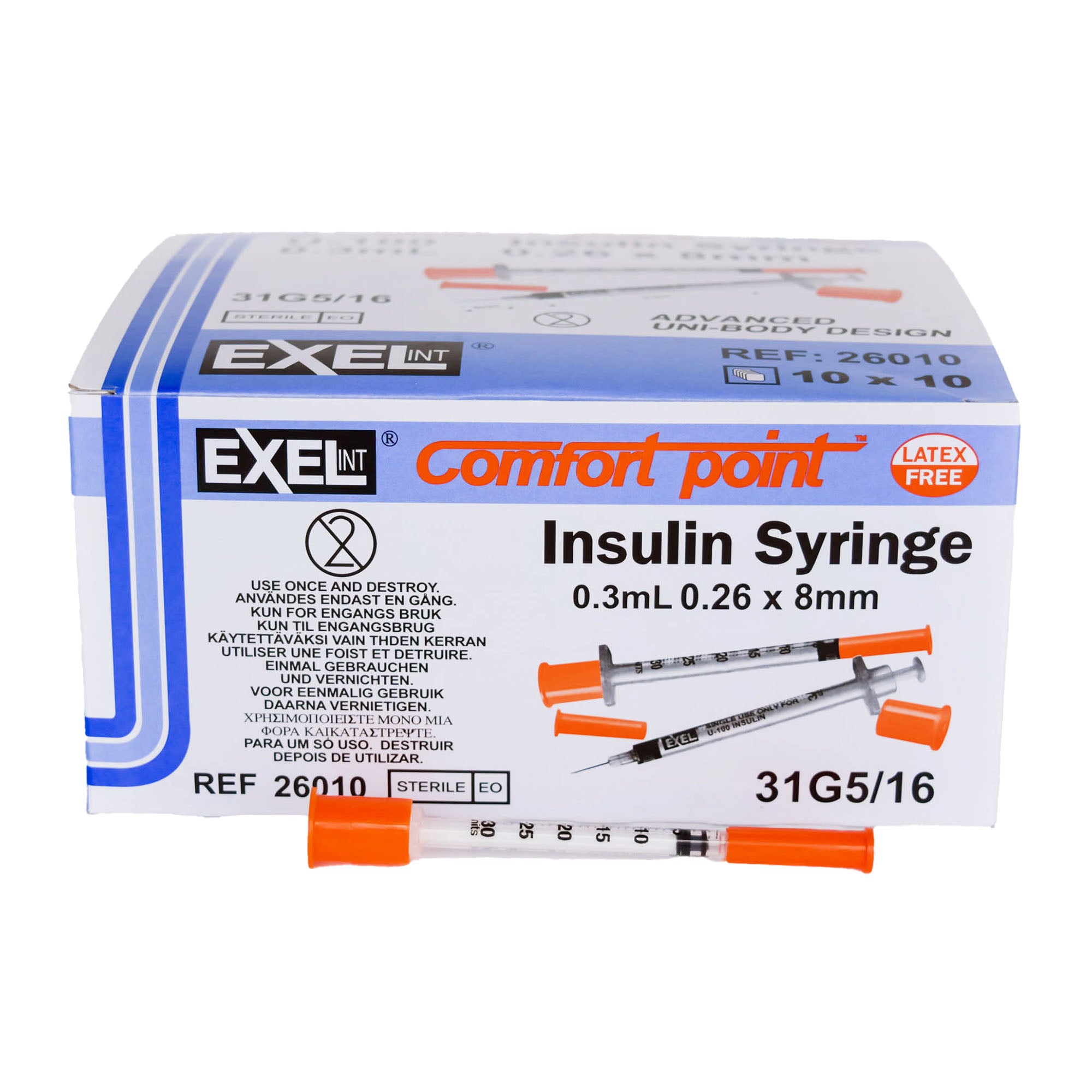 AirTite Products SYRINGE/NDL, INSULIN 3/10CC 31GX5/16" (100/BX 5BX/CS)