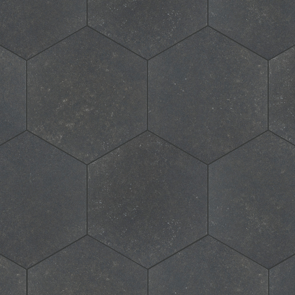 Traffic Hex Dark Grey 8.63x9.88 Hexagon Porcelain Floor and Wall Digital Pattern