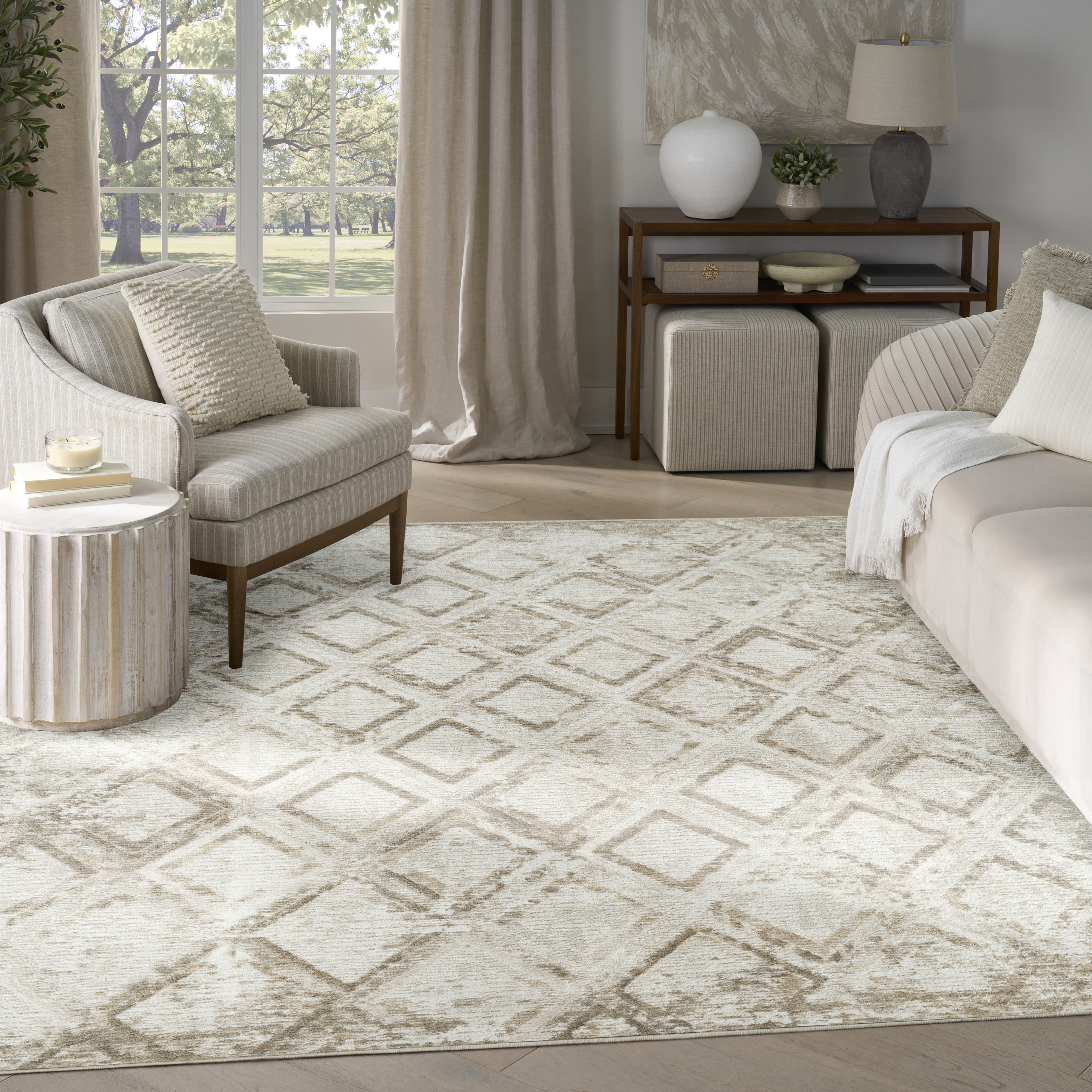 Nourison Dekor 7'10" x 9'10" Ivory Taupe Modern Indoor Rug