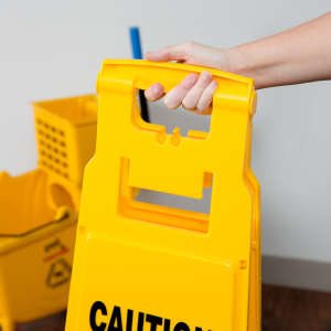 Rubbermaid Commercial, "Caution", 4 Sided, Wet Floor Sign, Yellow, 37"