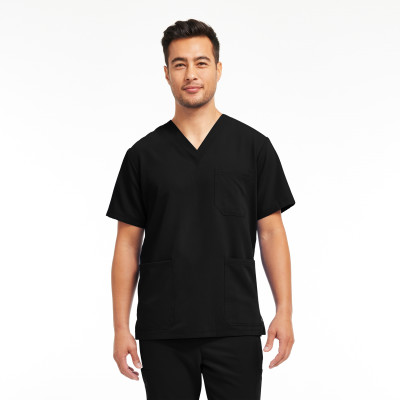 White Cross V-Tess Men&#8216;s 3-Pocket V-Neck Scrub Top-White Cross