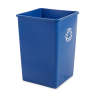 Rubbermaid Commercial, Untouchable, 35 gal, Resin, Blue, Square, Receptacle