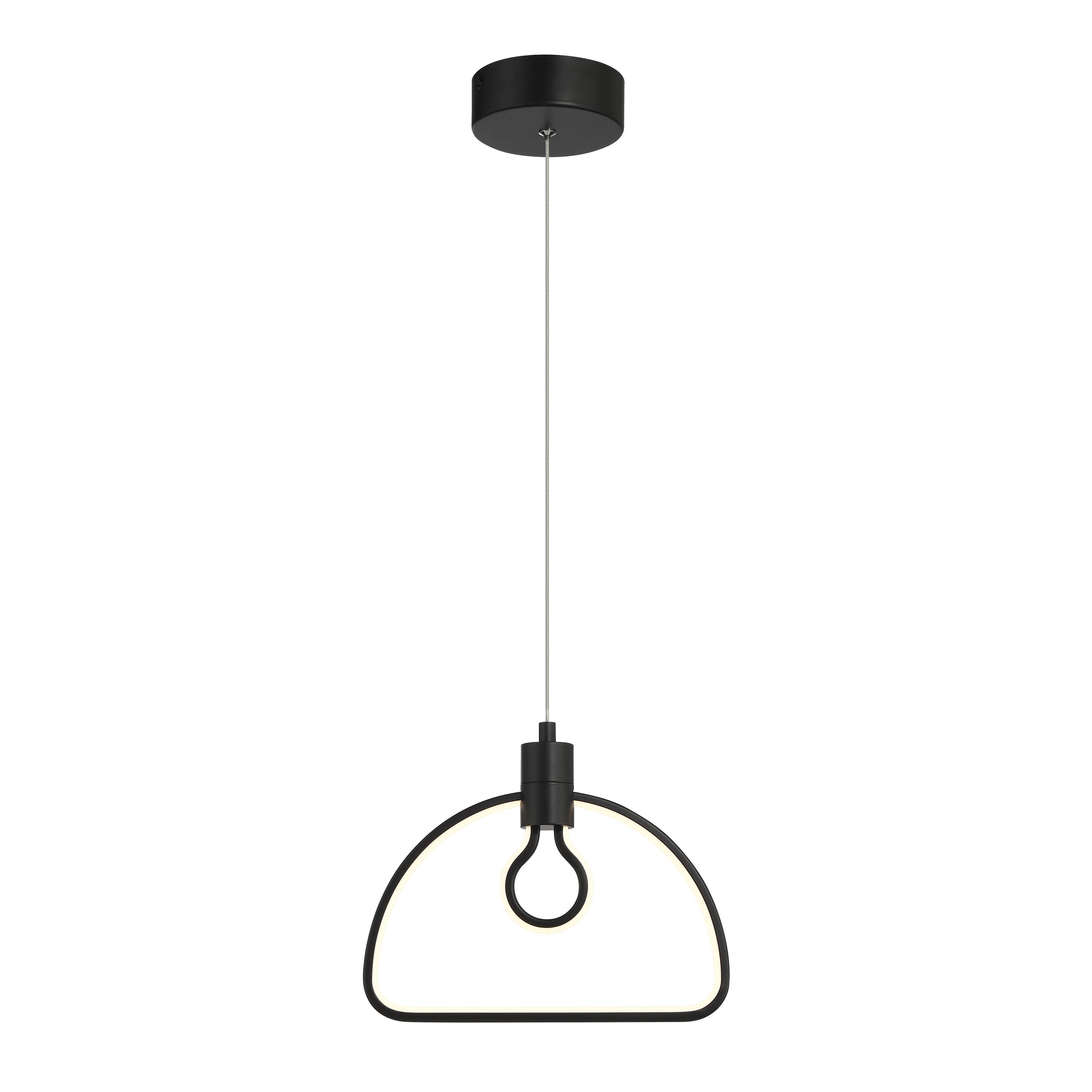 This compact LED pendant combines industrial aesthetics with modern materials, featuring a coal black finish and frosted silicone sleeve. Energy-efficient with excellent color rendering (CRI 92), it delivers focused task lighting in a minimalist package. - alternate view
