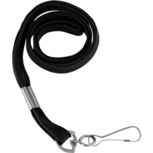Flat Lanyard with J Hook, Black, Pack of 100
