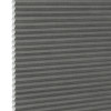 Gray cellular (honeycomb) pleated blind, fully lowered and closed, blocking light; close-up interior view showing textured fabric and white left-side gap under neutral lighting.