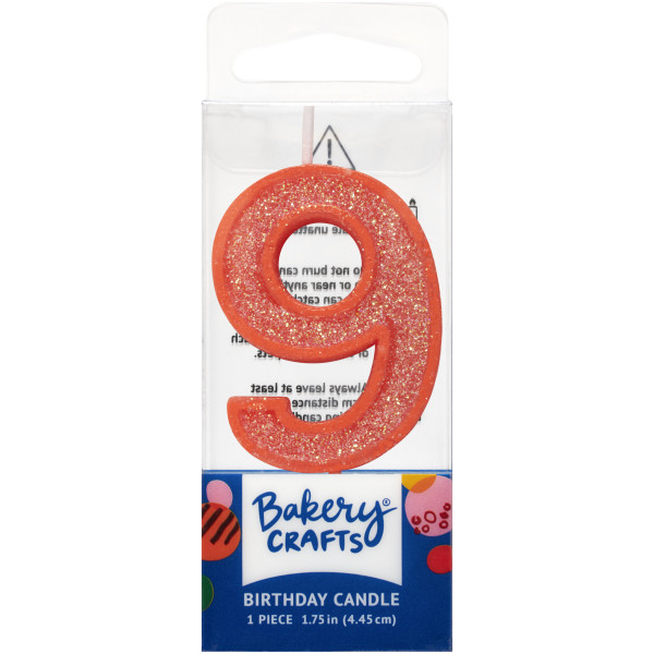 9 Mini Glitter Numeral Candles