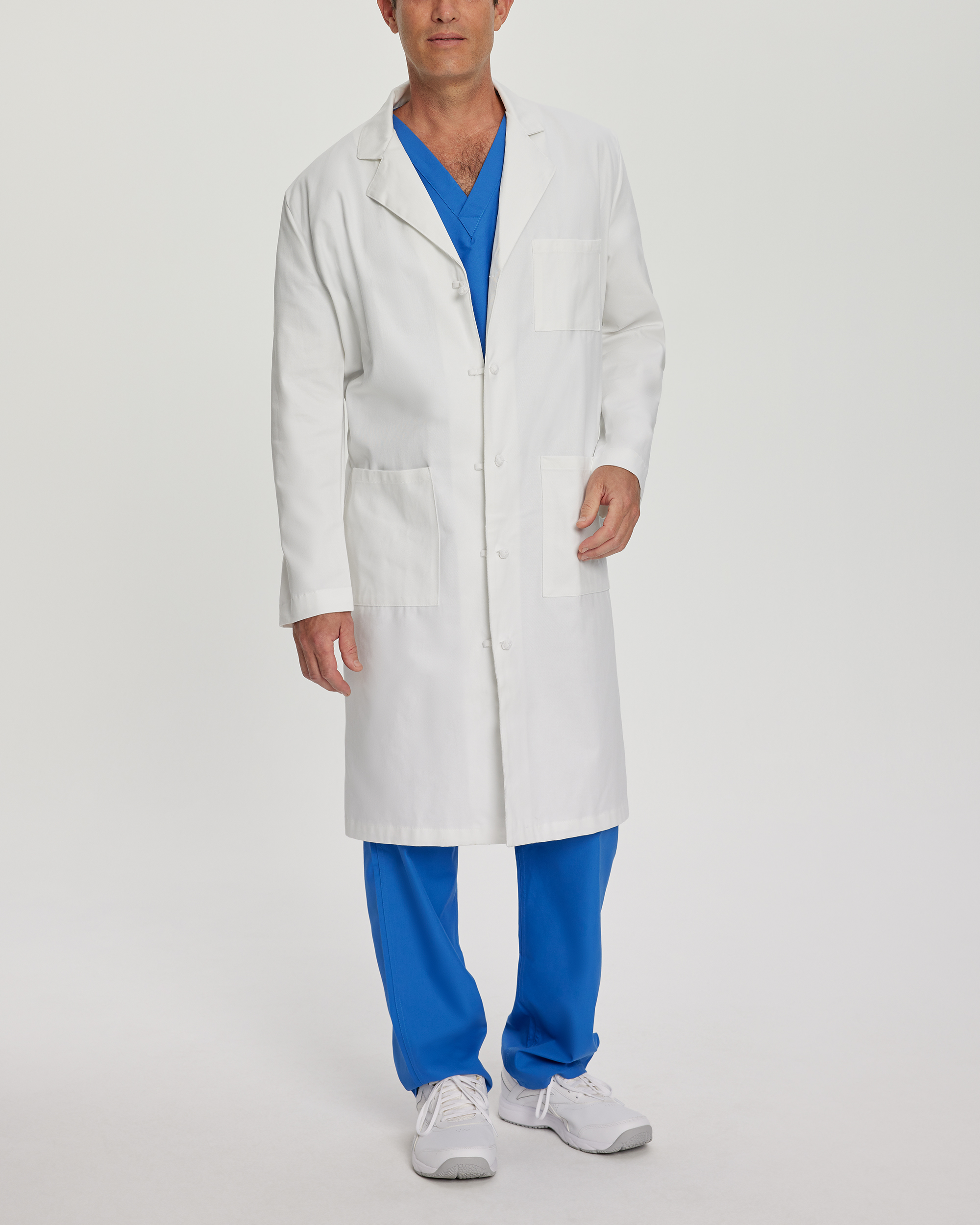 Landau Men&#8216;s 3-Pocket Full-Length White Coat-White Coats