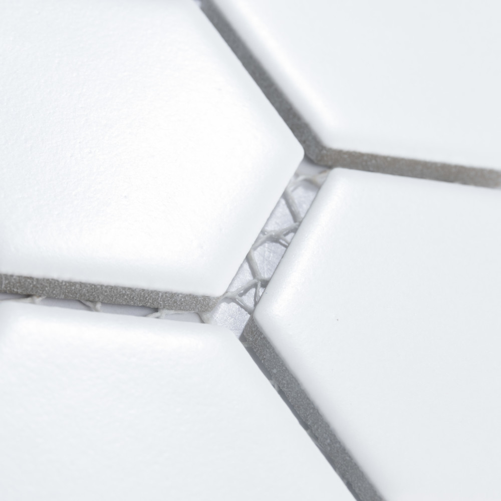 Sample – Hudson Due 2″ Hex Matte White Porcelain Mosaic Tile