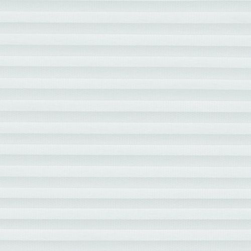 White cellular (honeycomb) pleated blinds, lowered and closed, filtering soft daylight through evenly spaced horizontal folds, covering a window in a neutral, softly lit interior.