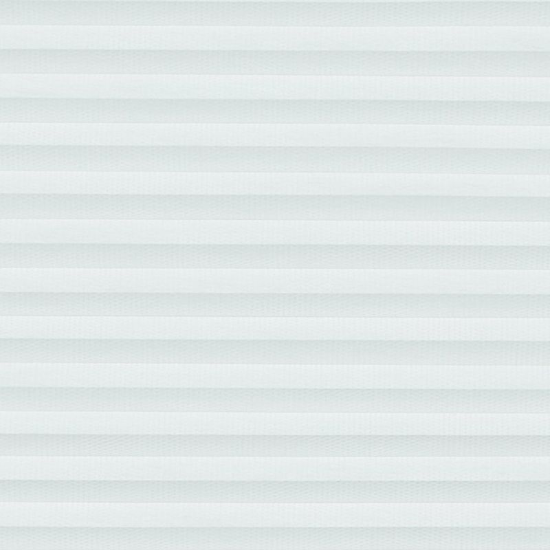 White cellular (honeycomb) pleated blinds, lowered and closed, filtering soft daylight through evenly spaced horizontal folds, covering a window in a neutral, softly lit interior.