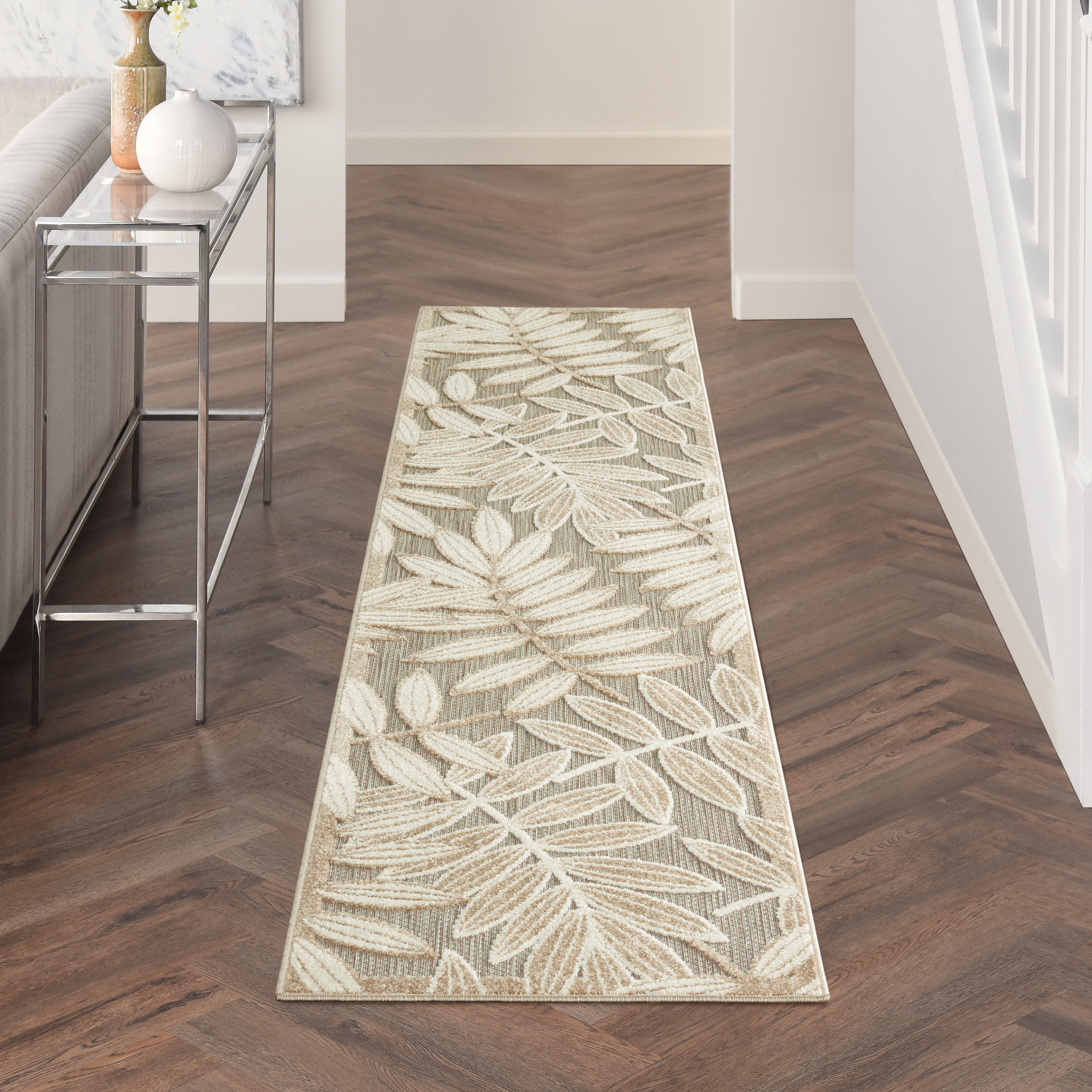 Nourison Aloha 2'3" x 10' Natural Tropical Rug