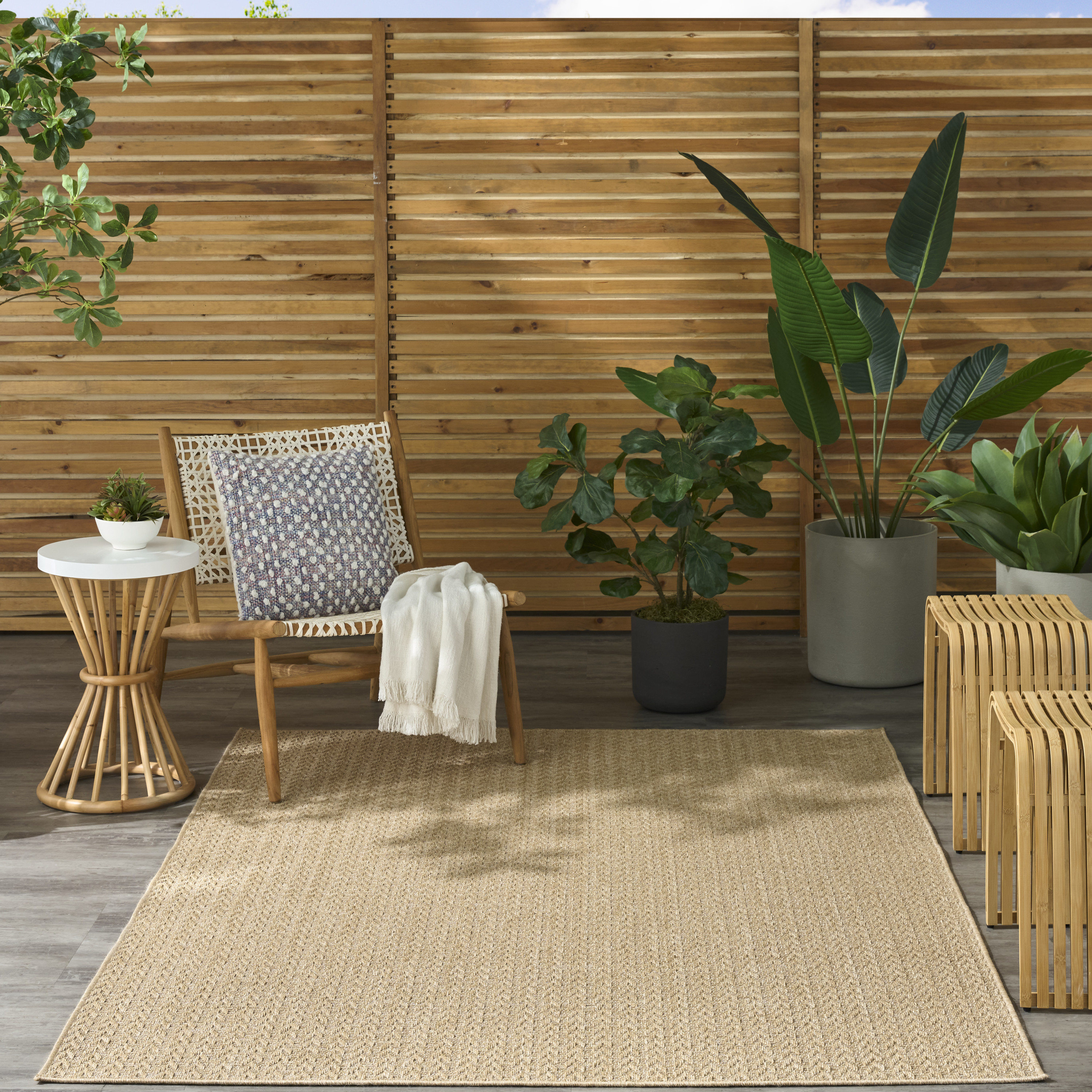 Nourison Tulum 5'3" x 7' Taupe Outdoor Rug