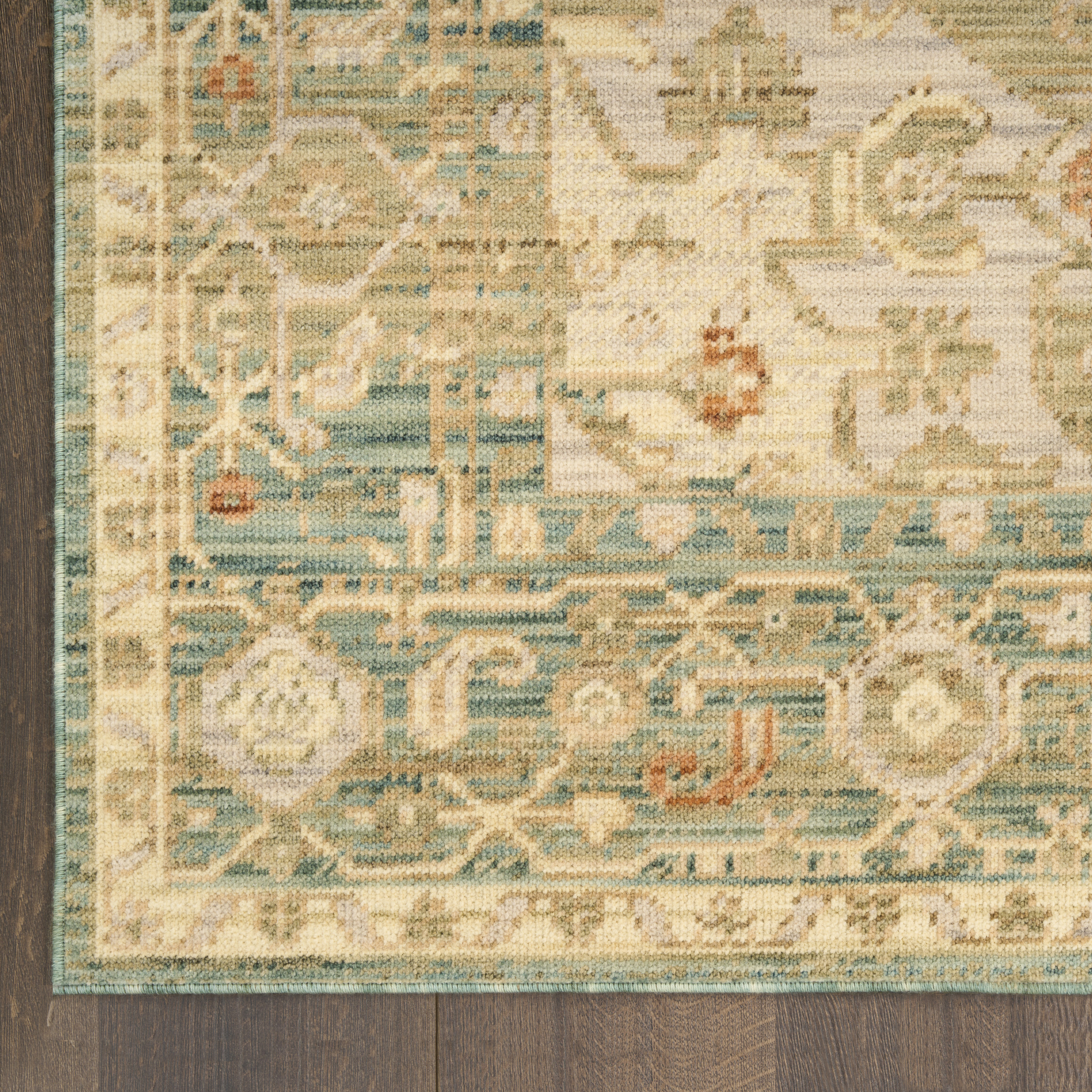 Nourison Antique Bloom 2' x 3' Teal Vintage Indoor Rug