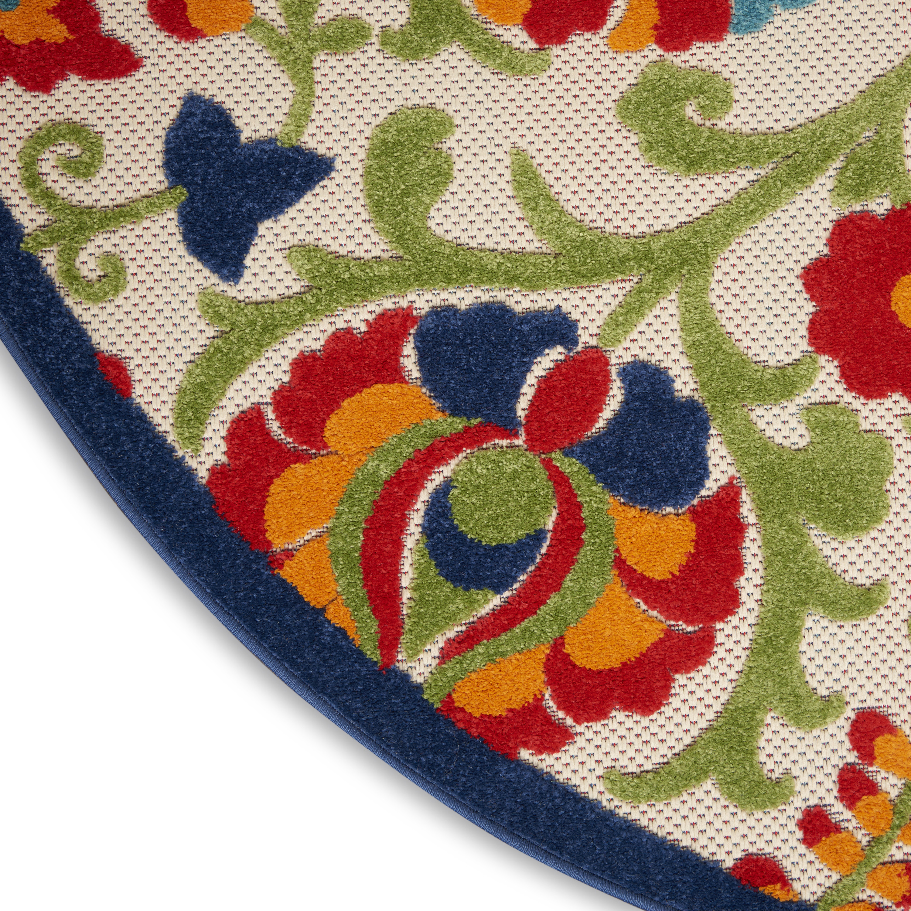 Nourison Aloha 5'3" x Round Multicolor Farmhouse Rug