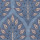 Repeated stylized leaf-and-stem motif forms vertical branching sprays with small bead-like berries, arranged within overlapping arched panels on a textured mid-blue background, printed on fabric.