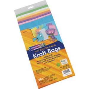 Kraft Bag, Assorted Pastel Colors, 6" x 3-5/8" x 11", 28 Bags