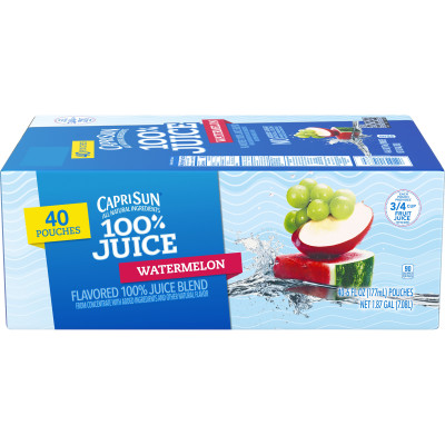 Capri Sun 100% Juice Watermelon 40 ct - 6.0 fl oz Pouches, 240.0 fl oz Box