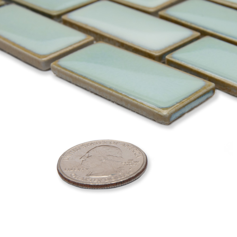 Hudson Subway Mint Green 11-3/4 in. x 12 in. Porcelain Mosaic Tile