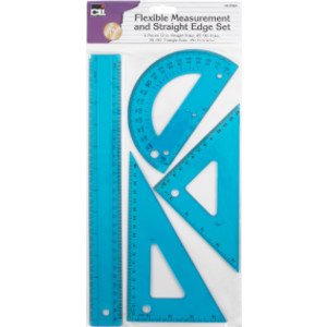 Flexible Measurement and Straight Edge Set, 4 Pieces per Set, 24 Sets per Case, Assorted Colors