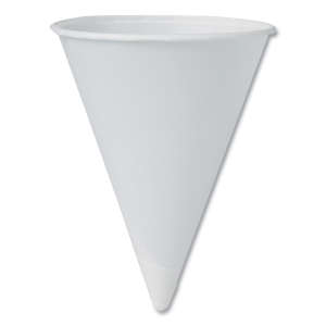 Solo, Cone Water Cups, ProPlanet Seal, Cold, Paper, 4 oz, Rolled Rim, White